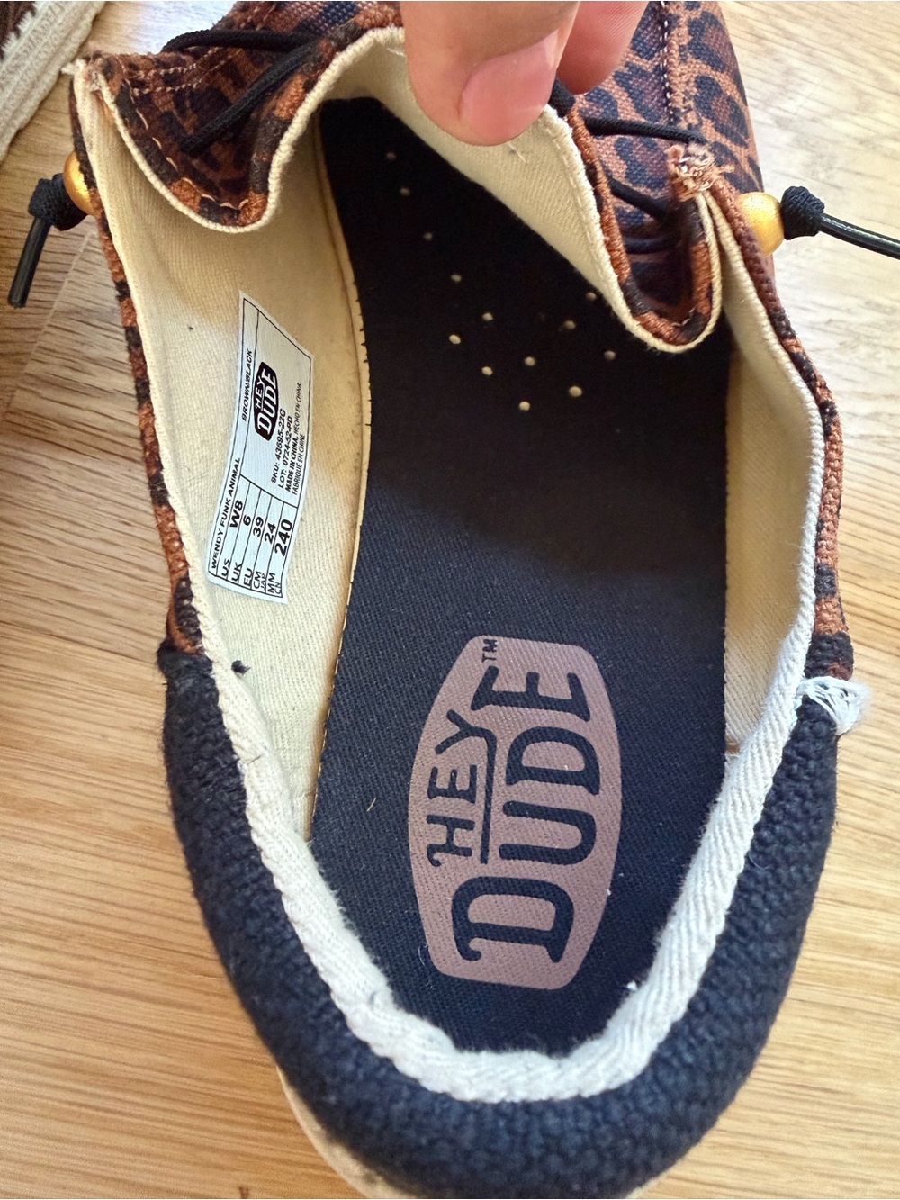 Hey Dude Woman’s Leopard Print Slip-Ons in Brown and Black - Picture 10 of 11
